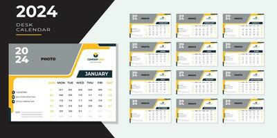 Monthly calendar template for 2024 year. Wall calendar in a minimalist style. Calendar 2024 week start Sunday corporate design planner template. vector