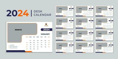 Monthly calendar template for 2024 year. Wall calendar in a minimalist style. Calendar 2024 week start Sunday corporate design planner template. vector