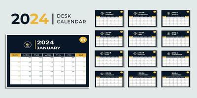 Monthly calendar template for 2024 year. Wall calendar in a minimalist style. Calendar 2024 week start Sunday corporate design planner template. vector