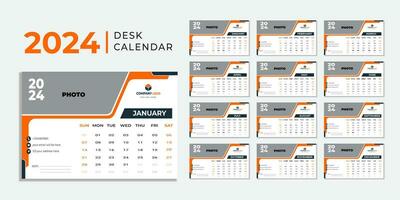 Monthly calendar template for 2024 year. Wall calendar in a minimalist style. Calendar 2024 week start Sunday corporate design planner template. vector