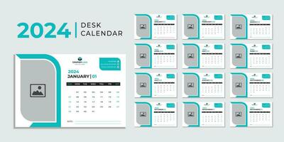 Monthly calendar template for 2024 year. Wall calendar in a minimalist style. Calendar 2024 week start Sunday corporate design planner template. vector