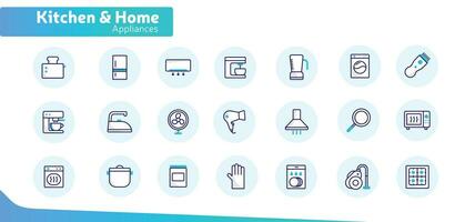 Kitchen and Household Appliance Icon Set for Modern Homes. vector