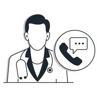 Virtual doctor vector illustration, online doctor vector illustration, Vector Editable Illustration. phone doctor vector illustration.