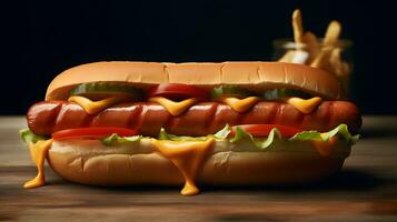 a hot dog is sitting on a table with smoke coming out of it photo
