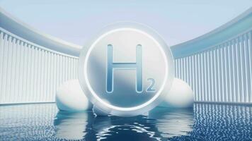 Hydrogen energy with water surface, 3d rendering. video