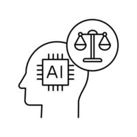 Responsible AI Icon Design. A Step towards a Fair and Just AI Future. Fair AI Icon. Promoting Fairness and Non-Discrimination in AI. Just AI Icon. Ensuring that AI is Used for Good. Editable Stroke. vector