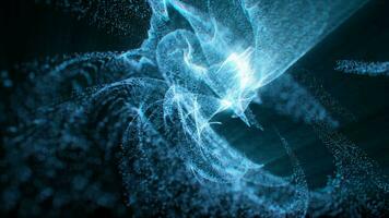 Abstract blue wave particles, 3d rendering. video