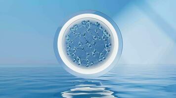 Molecule with water surface background, 3d rendering. video