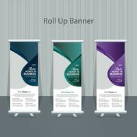 Modern Exhibition Advertising vertical, abstract background, pull-up design, modern x-banner, rectangle size.Trend Business Roll-Up vector