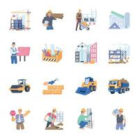 Pack of Construction Site Flat Illustrations vector