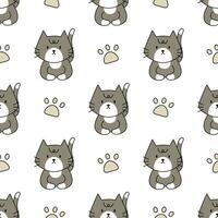 Cute cat doodle hand drawn cartoon seamless pattern background for wallpaper, illustration, decoration, wrapping, note vector