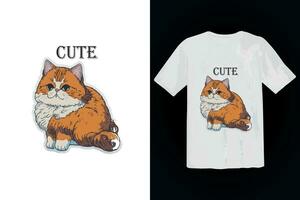 editable cat t shirt design vector