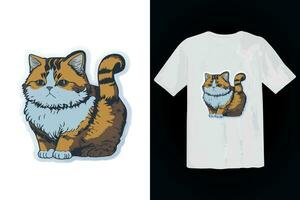 editable cat t shirt design vector