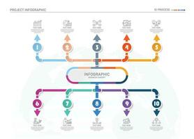 Infographic process design with icons and 10 options or steps. vector