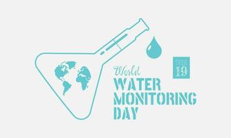 World Water Monitoring Day Greeting with water dripping from a measuring flask vector