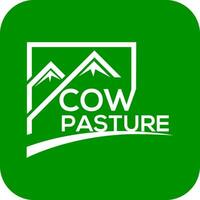 Cow pasture vector logo or icon, green background cow  pasture logo