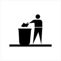 Drop used tissue basket or dustbin vector icon