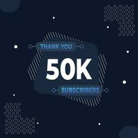 gracias usted 50k suscriptores o seguidores. web social medios de comunicación moderno enviar diseño vector