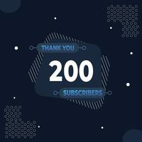 Thank you 200 subscribers or followers. web social media modern post design vector