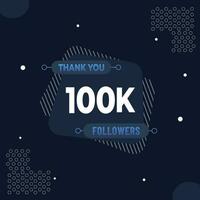 Thank you 100k subscribers or followers. web social media modern post design vector