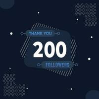 Thank you 200 subscribers or followers. web social media modern post design vector