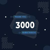 Thank you 3k subscribers or followers. web social media modern post design vector