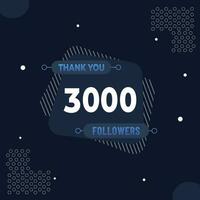 Thank you 3k subscribers or followers. web social media modern post design vector