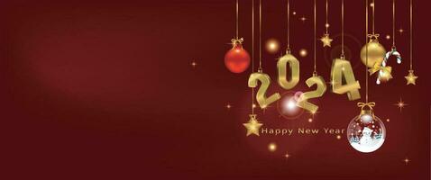 Golden 2024 Numbers Happy New Year Greetings Card vector