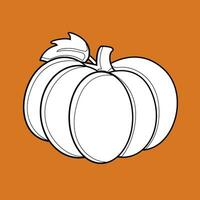 Autumn Pumpkin Fruits Fresh Cartoon Digital Stamp Outline vector
