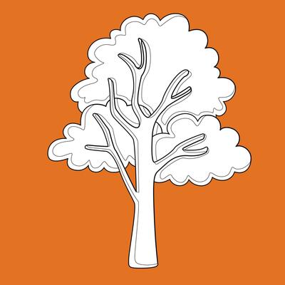 Big Tree Nature Cartoon Digital Stamp Outline