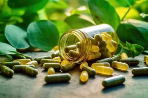 Natural Remedies - Multicolored Capsules in Alternative Therapy - Generative AI photo