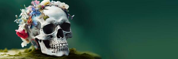 Day of the Dead Floral Skull - Festive Design Inspiration - Generative AI photo