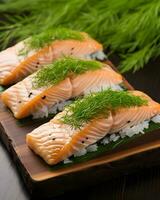 deliciosos rollos de sushi foto