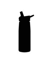 Plastic water bottle silhouette, sport, fitness water flask bottle icon vector