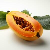 The papaya fruit is sweet and fresh with a white background photo