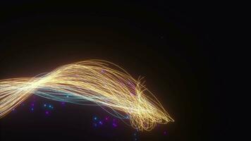 Flowing glowing neon lines with black background, 3d rendering. video
