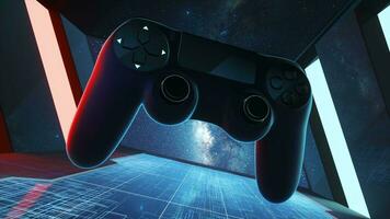 The gamepad in the space station, 3d rendering. video