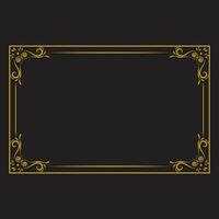 Luxury Golden Rectangle Corner Certificate Border Pattern Line Photo Frame Islamic Wedding Invitation Background Vector