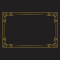 Luxury Golden Rectangle Corner Certificate Border Pattern Line Photo Frame Islamic Wedding Invitation Background Vector