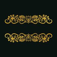 Gold Floral Vintage Title Frame Swirl For Text Border Png Transparent Background Wedding Invitation Card vector