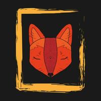 a red fox in a frame on a black background vector