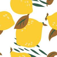 lemon pattern with leaves and lemons vector