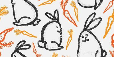 a pattern with rabbits and carrots on it vector