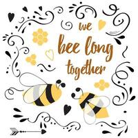 mano dibujado tipografía póster. romántico inspirador citar acerca de amor para san valentin día bandera o salvar el fecha tarjeta con abeja, Miel, decoratibe resumen ornamento y flecha. inspirador vector. vector