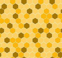 Seamless Honeycomb Pattern with yellow and gold honey. Hand drawn yellow honey sweet background. vector