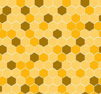 Seamless Honeycomb Pattern with yellow and gold honey. Hand drawn yellow honey sweet background.