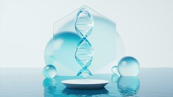 dna struttura e acqua superficie, 3d resa. video