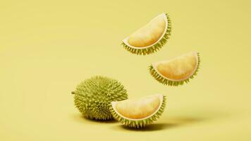 Loop animation of fruit durian, delicious fruit, 3d rendering. video