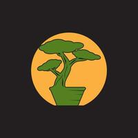 bonsai logo diseño. japonés mini pequeño planta árbol silueta logo diseño vector