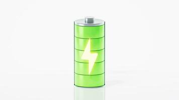 Loop animation of fast charge battery on white background, 3d rendering. video